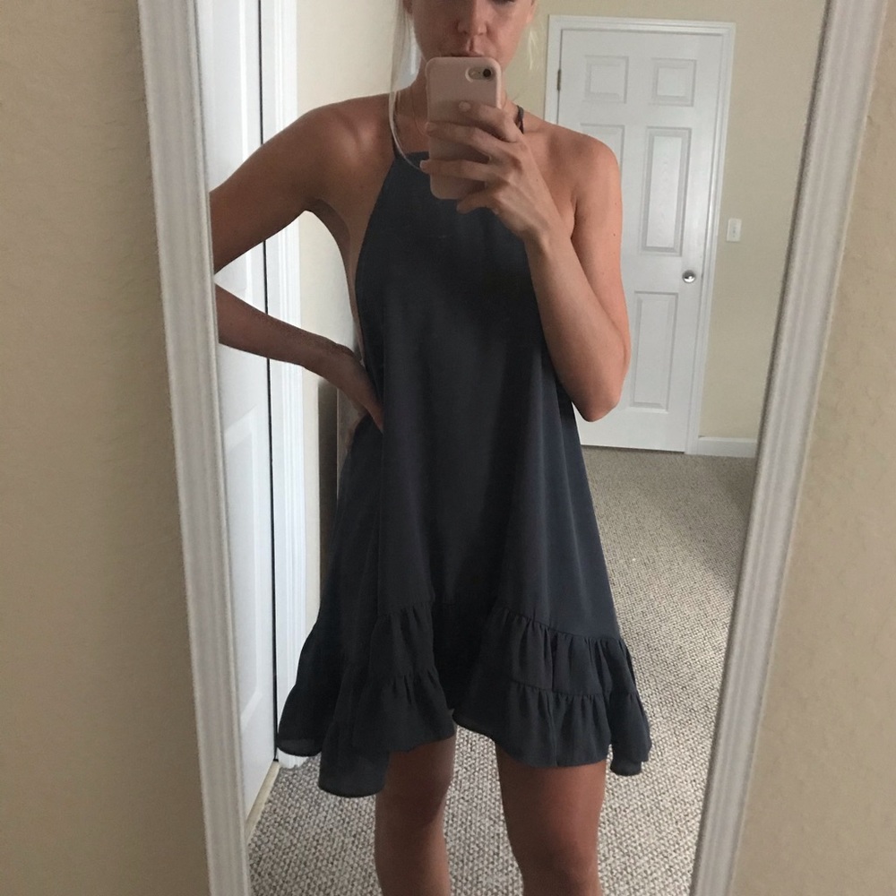 SOLD Grey open back & side dress